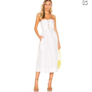 Lilah Strapless Midi Dress In White